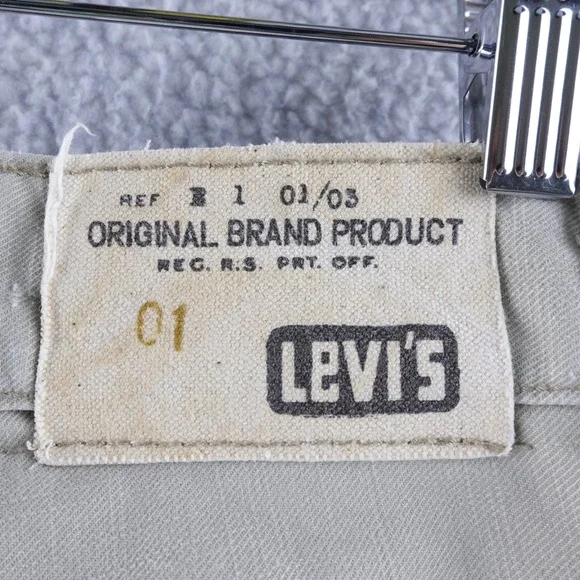 Vintage Tab Levis Mens Slim Straight Tan Twill Chino‎ Pants 32x32 Flap Pockets - Picture 5 of 9